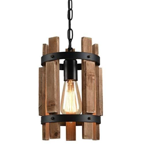 Wood Chandelier Rustic Chandeliers Farmhouse Round Pendant Chandelier 1 Light Small Chandelier