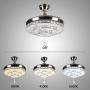 KALRI Modern 42 Crystal Chandelier Ceiling Fan for Living Room Bedroom with LED Light Kit and Remote Control Invisible Ceiling Fan Light, Three Color Changing, Silver