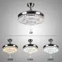 KALRI Modern 42 Crystal Chandelier Ceiling Fan for Living Room Bedroom with LED Light Kit and Remote Control Invisible Ceiling Fan Light, Three Color Changing, Silver