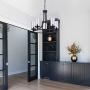 Loclgpm Black Candle Chandelier, Vintage Industrial 5 Lights Pendant Light with Clear Glass Shade, Semi Flush Mount Ceiling Lighting Fixture for Bedroom Dining Room Kitchen Island Living Room Hallway