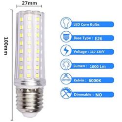 E26 Bright Corn LED Light Bulbs, 10W E26 Corn Bulbs 100W Equivalent, LED Corn Light 1000lm Daywhite 6000K, 360° LED Light Bulbs for Kitchens, Dining Rooms or Indoor Lamp (Cool White)