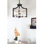 Kira Home Woodrow 15'' 3-Light Industrial Farmhouse Semi Flush Convertible Pendant Light + Wood Style Metal Drum Shade, Textured Black + White Birch Style Finish