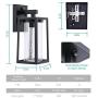 Outdoor Wall Lantern with Dusk to Dawn Sensor, Waterproof Exterior Wall Mount Lights, Anti-Rust Wall Light Fixture with Glass Shade for Porch, Patio, Garage (Bulb Not Included)