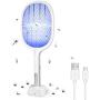 Bug Zapper, Mosquito Killer Mosquitoes Lamp & Racket 2 in 1, USB Rechargeable Electric Fly Swatter for Home and Outdoor Powerful Grid