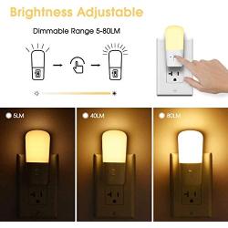 LOHAS Dimmable Night Light, LED Night Light with Dusk to Dawn Sensor, Soft White 3000K Plug-in Night Light for Kids, Adjustable Brightness 5-80LM Cute Night Light for Bedroom Bathroom Hallway, 6 Pack