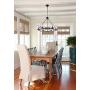 Homenovo Lighting 6-Light Wagon Wheel Chandelier with Glass Shade, Matte Black Finish