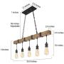 LOG BARN Kitchen Light Fixtures, Farmhouse Chandelier for Kitchen Island in Rustic Faux Wood with Black Wires, 5-Light Pendant Lighting for Dining Room
