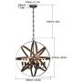 Six-Light Pendant Lighting, Rustic Industrial Chandelier, 23.8 in Globe Metal Ceiling Light, Farmhouse Light Fixture for Kitchen Island Dining Room Entryway Foyer Hallway, ETL Listed