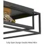 Jazava Flush Mount Ceiling Light Fixture, 3-Light Farmhouse Ceiling Light, 15.3 inches Square Close to Ceiling Lights for Bedroom/Kitchen/Dining Room Lighting, Double Frame Cages, Black