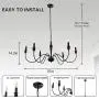 PUMING 6 Lights Black Farmhouse Chandelier,Mid-Century Candle Chandeliers Ceiling Light Fixture Rustic Pendant Lighting for Dining Room Foyer Restaurant