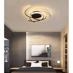 LED Bedroom Light Modern Chic Design Flush Mount Ceiling Lamp Dimmable Acrylic Panel Unique Minimalist Livingroom Pendant Light with Remote Control Dining Room Kitchen Island Office Hanging Lamp Black