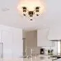 TeHenoo 3-Light Ceiling Light Fixture with 3 Seeded Glass Shade Flush Mount for Dining Room, Bedroom, Cafe, Bar, Corridor, Hallway, Entryway, Passway