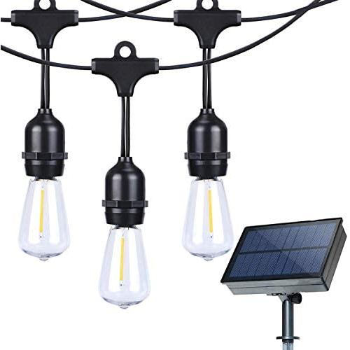 Afirst Solar Patio Lights with 15 LED Bulbs Weatherproof Outdoor String Lights for Backyard Deck Gazebo Party Wedding Lighting 20FT