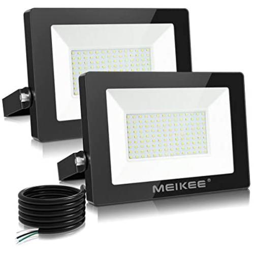 MEIKEE 100W LED Flood Light , Super Bright 10000 LM LED Work Light, IP66 Waterproof Outdoor Security Lights 5000K Natural White Light Flood Light for Garage, Garden, Lawn and Yard（2Pack)
