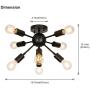 GRUSTRUST Retro Flush Mount Ceiling Light Black 8 Lights E26 Base Middle Ages Sputnik Chandeliers Ceiling Light Fixture for Dining Room, Living Room and Bedroom(Bulbs not Included)