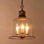 LITFAD 3 Lights Cup Shape Pendant Light Fixture Traditional Industrial Vintage Retro Single Chandelier Clear Glass Ceiling Light for Dining Room Hallway Bedroom Cafe Brass