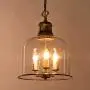 LITFAD 3 Lights Cup Shape Pendant Light Fixture Traditional Industrial Vintage Retro Single Chandelier Clear Glass Ceiling Light for Dining Room Hallway Bedroom Cafe Brass