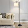 HUESLITE Industrial Standing Lamps for Living Room, Retro Farmhouse Arc Floor Lamp for Bedroom Reading (Black)