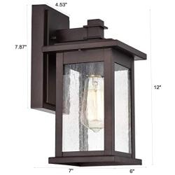 MICSIU Outdoor Wall Mount Light Fixture Exterior Sconces 1 Lighting Lantern Oil Rubbed Bronze Finish with Clear Seedy Glass (Oil Rubbed Bronze 2 Pack)