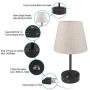 Table Lamps for Bedrooms Set of 2, Dimmable Nightstand Lamp, 3 Way Touch Control Bedside Lamp with USB Port and Outlet, USB Lamp Fabric Shade for Living Room Office E26 ST64 LED Bulb Included 2 Pack
