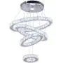 Dixun Crystal Chandeliers Modern LED 4 Rings Pendant Light Adjustable Stainless Steel Ceiling Light Fixture for Living Room Dining Room Bedroom (Cool White)