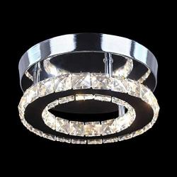 Dixun Modern Mini Led Chandelier Semi Flush Mount Crystal Lighting Ceiling Crystal Lamp for Bedrooms Dinning Rooms Hallway (Changeable Color)