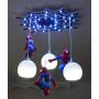 Indoor chandelier lighting LED Pendant Light Childrens Room Spider-Man Lighting 3-Light Hanging Lamp Glass Lampshade Boys Bedroom Decorative Lamp Cartoon Children Pendant Lamp Living Room Dining Room