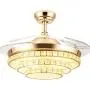42''Crystal Invisible Ceiling Fans with Lights and Remote,Retractable 3-Color 3-Speed LED Silent Modern Fan Chandelier Lighting for Decorative Living Room (Gold) 42''Crystal Invisible Ceiling Fans with Lights and Remote,Retractable 3-Color 3-Speed LED Silent Modern Fan Chandelier Lighting for Decorative Living Room (Gold)