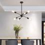 Sputnik Chandeliers 6 Lights Modern Pendant Lighting Industrial Vintage Ceiling Light Fixture for Bedroom Bathroom Kitchen Livingroom Dining Room, Black