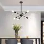 Sputnik Chandeliers 6 Lights Modern Pendant Lighting Industrial Vintage Ceiling Light Fixture for Bedroom Bathroom Kitchen Livingroom Dining Room, Black