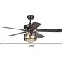 TFCFL 52 Inch LED Crystal Ceiling Fan Light with Remote Control 5 Reversible Blades Vintage Elegant Light Fixture for Home Decoration Living Room Bedroom Bronze Type B