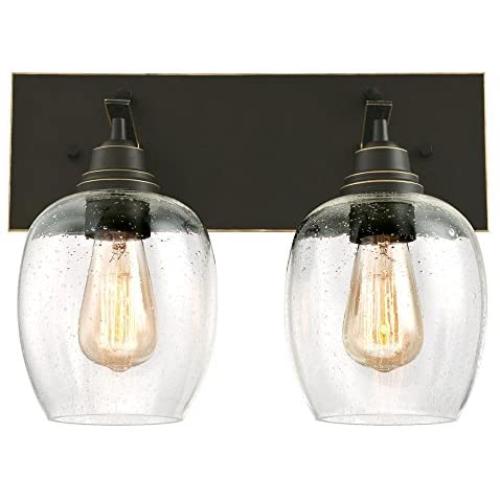 Westinghouse Lighting 6333300 Eldon Two-Light Indoor Wall Fixture, Oil Rubbed Bronze Finish with Highlights and Clear Seeded Glass