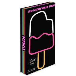 Isaac Jacobs 18” x 8” inch LED Neon ‘White & Pink IceCream Popsicle‘ Wall Sign for Cool Light, Wall Art, Bedroom Decorations, Home Accessories, Party, and Holiday Décor: Powered by USB Wire (POPSICLE)