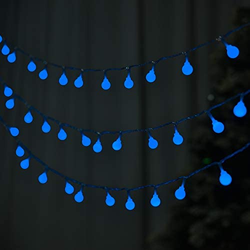 LUMINATERY 100 LED Mini Globe Ball String Lights, Fairy String Lights Plug in, 8 Lighting Modes, 43ft (include lead wire), Perfect for Bedroom Party Wedding Tree Garden Christmas Indoor Outdoor (Blue)