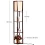 Brightech Maxwell - LED Shelf Floor Lamp - Modern Standing Light for Living Rooms and Bedrooms - Asian Wooden Frame with Open BoxDisplay Shelves - Havana Brown