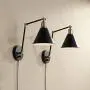 Wray Modern Wall Lamp Plug-in Set of 2 Black and Antique Brass for Bedroom Reading Living Room - 360 Lighting