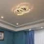 LAKIQ LED Crystal Flush Mount Ceiling Lighting Fixture Modern Living Room Bedroom Close to Ceiling Light with Sparkling Crystal Beads(11’’, Warm Light)