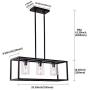 XILICON Dining Room Lighting Fixture Hanging Farmhouse Black 3 Light Modern Pendant Lighting Contemporary Chandeliers with Glass Shade for Living Dining Room Bedroom Kitchen Island