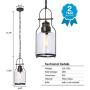 Vintage Glass Hanging Pendant Light Fixture,6'' Industrial Kitchen Island Ceiling Light with Cylinder Glass Shade, E26 Base for Dining Room,Kitchen,Living Room,Hallway,Farmhouse,Antique Copper Finish