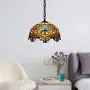 LITFAD Tiffany-Style Victorian Ceiling Pendant Fixture Splendid Dome Glass Shade in Multicolor Finish LED Ceiling Hanging Light Chandelier for Kitchen Island Dining Room Restaurant Bar - 12'' (30 cm)