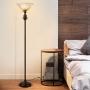 Modern Shirley Torchiere Floor Lamp for Living Room 150-Watt 71.5-Inch Floor Light with Frosted Glass Shade for Bedroom (Oil Rubbed Bronze)