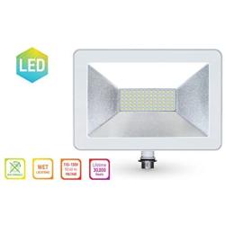 LLT 50W LED Flood Light Outdoor Knuckle Mount - 5000K Daylight 4000lm 120V Super Bright LED Outdoor Flood Light Landscape Yard - White Slim LED Flood Light Fixture - Aluminum and Tempered Glass