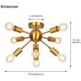 GRUSTRUST Golden Retro Brass Flush Mount Ceiling Light 8 Lights E26 Base Middle Ages Sputnik Chandeliers Ceiling Light Fixture for Dining Room, Living Room and Bedroom(Bulbs not Included)