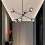 BOKT Sputnik Chandelier 6 Lights Magic Bean Molecular Chandelier Globe Chandeliers Light Fixture for Living Room Restaurant Kitchen Island E26 Base (Smoke Grey, 6 Lights)