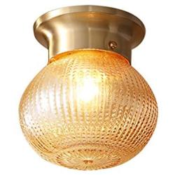 Glass Ceiling Lights, Modo Lighting Brass Semi Flush Mount Ceiling Light Fixture Vintage Industrial Glass Globe Ceiling Lamp, Modern Round Ceiling Light for Living Room Hallway Foyer, E26 Base
