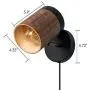 TeHenoo Plug in Wall Lamp Wooden Wall Sconce, Black Wall Light with Cord Rotatable Wall Light Fixture for Bedroom Living Room Bedside Lamp