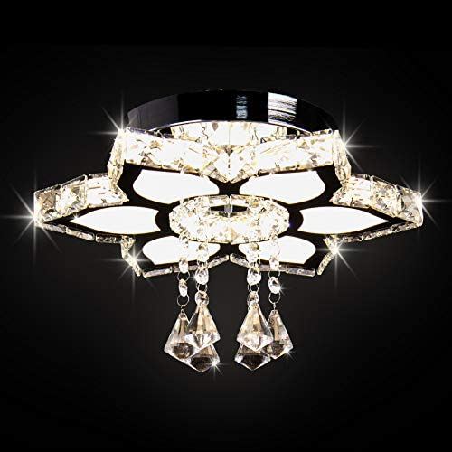 Qihang Modern Crystal LED Chandelier Flower Shaped Pendant Light Flush Mount Ceiling Lamp Fixture for Dining Room Bedroom Living Room Study Room(Variable Light/Non-dimmable) Qihang Modern Crystal LED Chandelier Flower Shaped Pendant Light Flush Mount Ceiling Lamp Fixture for Dining Room Bedroom Living Room Study Room(Variable Light/Non-dimmable)