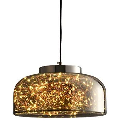 Gaze Industrial Pendant Light Smoky Grey Plated Glass Island Pendant Light Bell Shade Bulb Pendant Light for Kitchen Living & Dining Room (1 Pack)