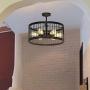 Retro Vintage Ceiling Light Creative Round Black Iron Drum Design Industry Wind Pendant Light for Bedroom Living Room Kitchen Dining Room Study Bar Aisle Balcony Loft Chandeliers,D46,6E27, A
