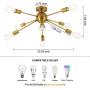 8-Light Gold Sputnik Light Fixture, Semi Flush Mount Ceiling Light Fixture, Sputnik Chandelier, Modern Ceiling Light for Kitchen Living Room Dining Room Bedroom Hallway Foyer